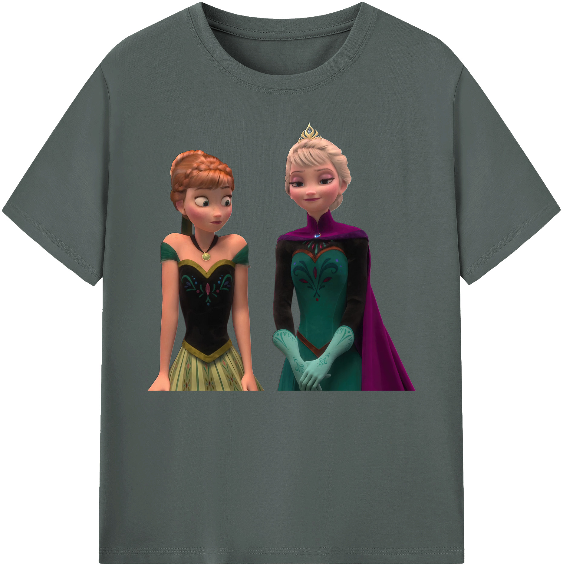 （画像用） アナと雪の女王 アンナ エルサ Frozen Anna Elsa 綿100％ メンズ半袖Tシャツ｜肌触りやわらか＆通気性